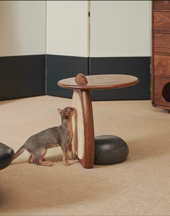 Weave-Wood Oval Side Table卵石猫抓板茶几-CJ- B01-cat friendly coffee table