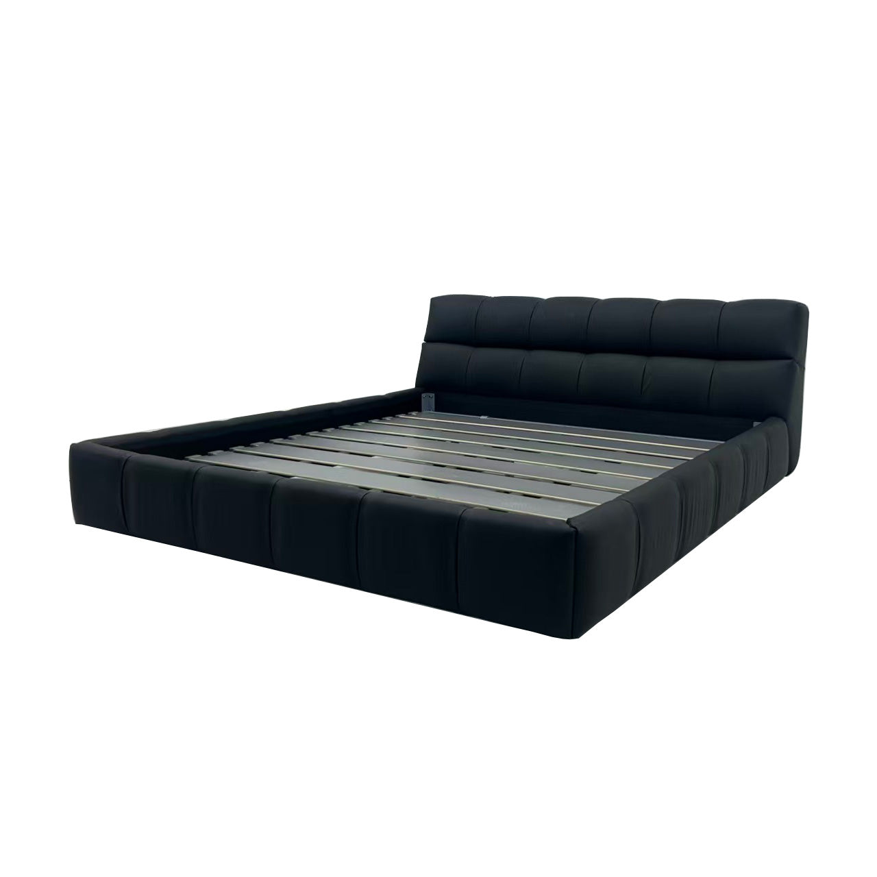 Modern puff bed-Genuine leather Customizable fabric- King or Queen size